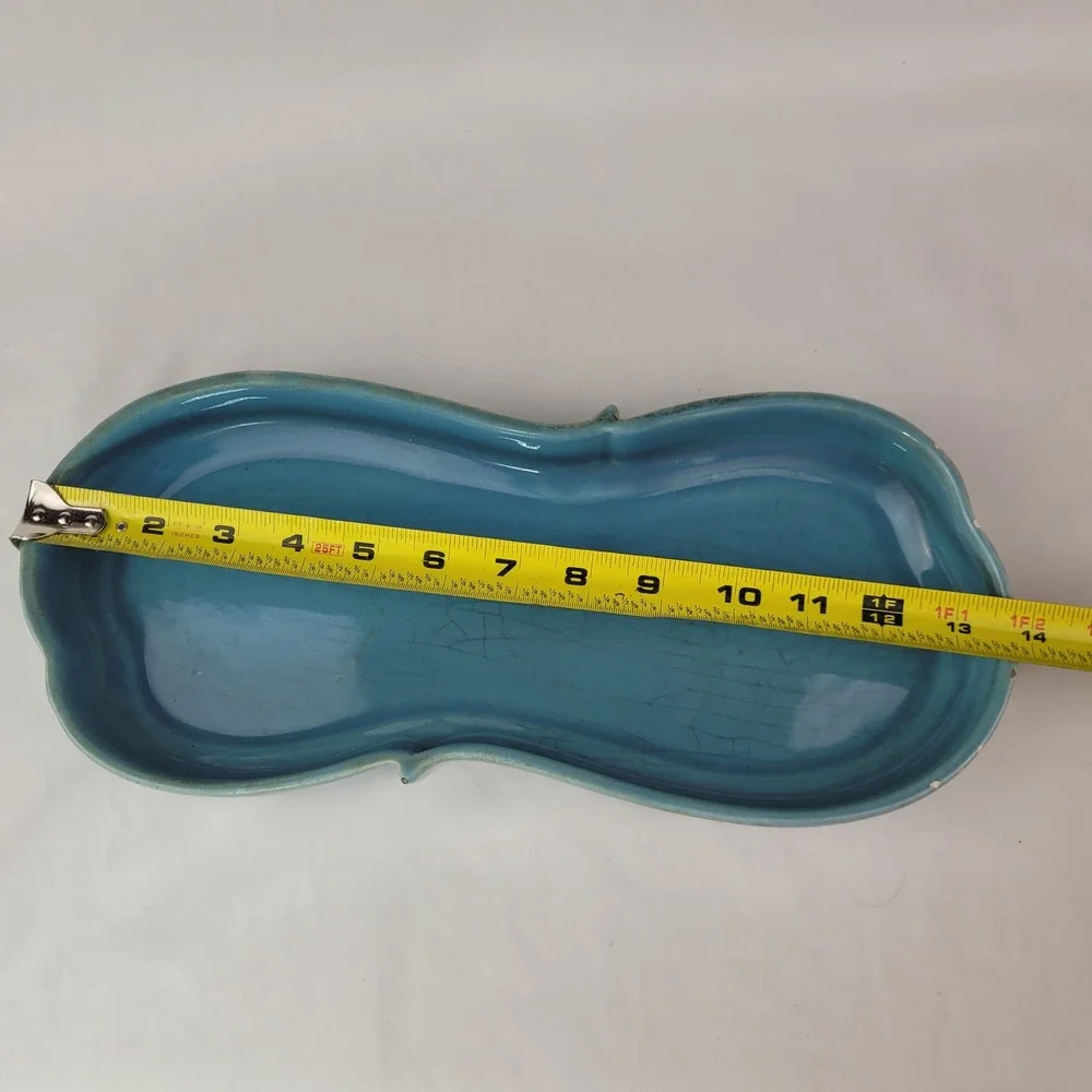 Vintage Royal Haeger USA Blue Drip Glaze Ceramic Dish Tray 13.5in